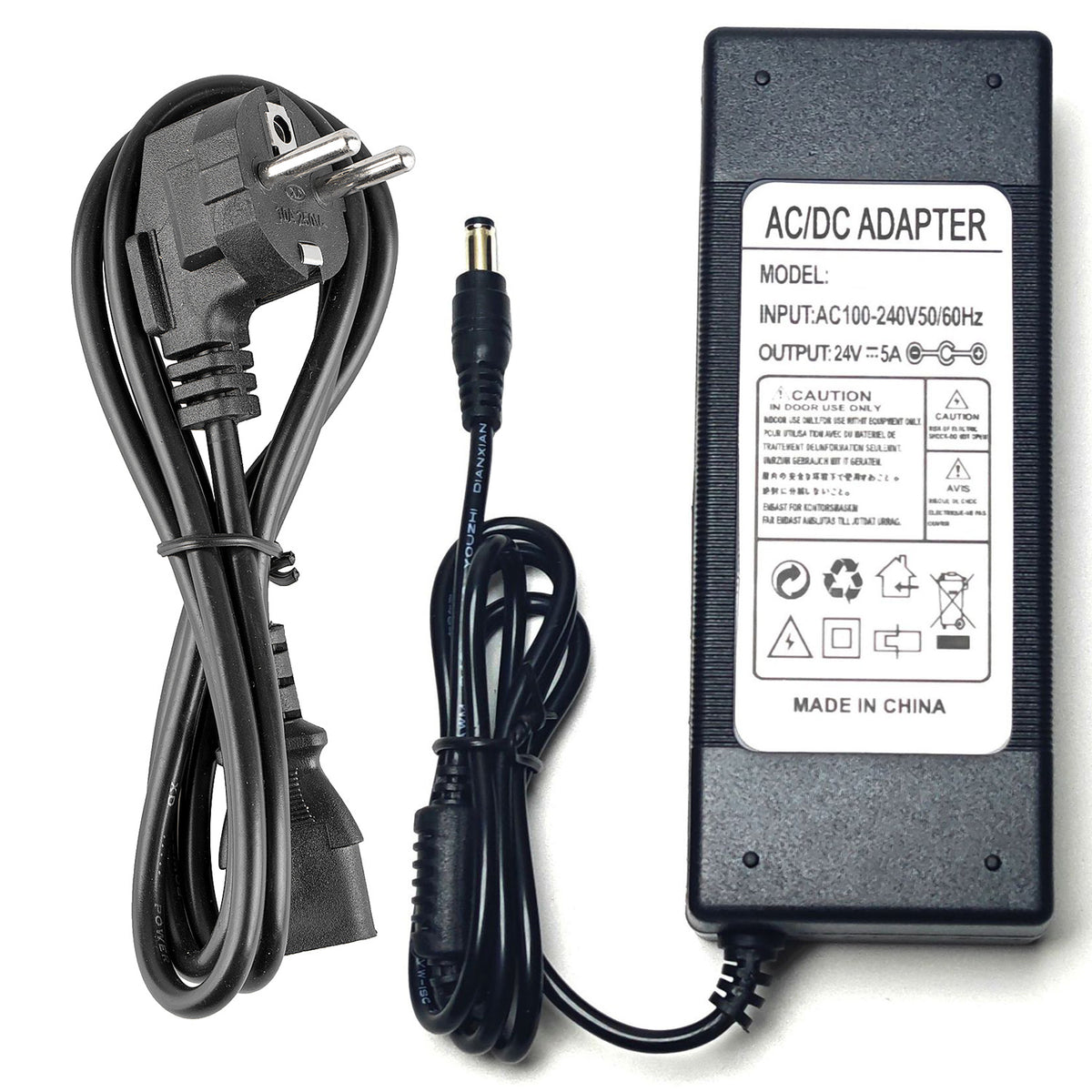 DC 24V 5A Power Adapter, 5.5x2.5mm