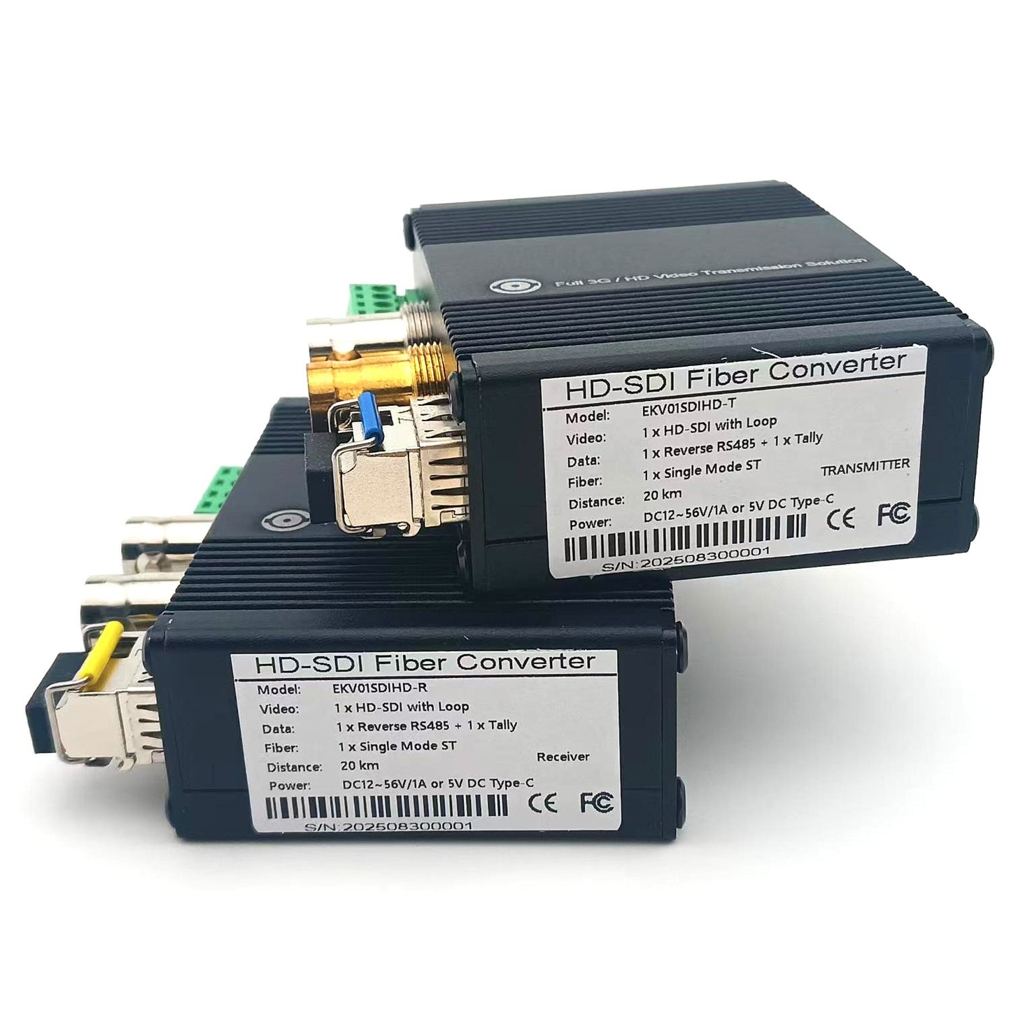 HD - SDI over Fiber Optic Extender Kit (LC, 20KM, RS485) - QAREQU