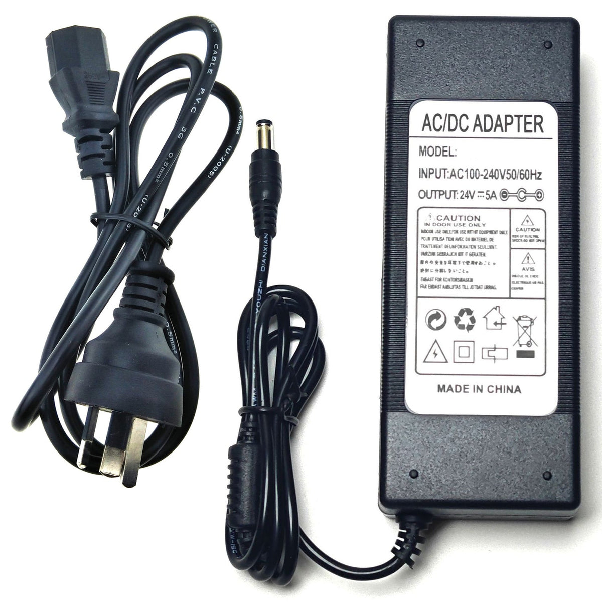 DC 24V 5A Power Adapter, 5.5x2.5mm - QAREQU